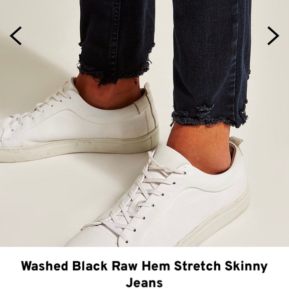 Topman Washed Black Raw Hem Skinny Jeans - Picture 4 of 5